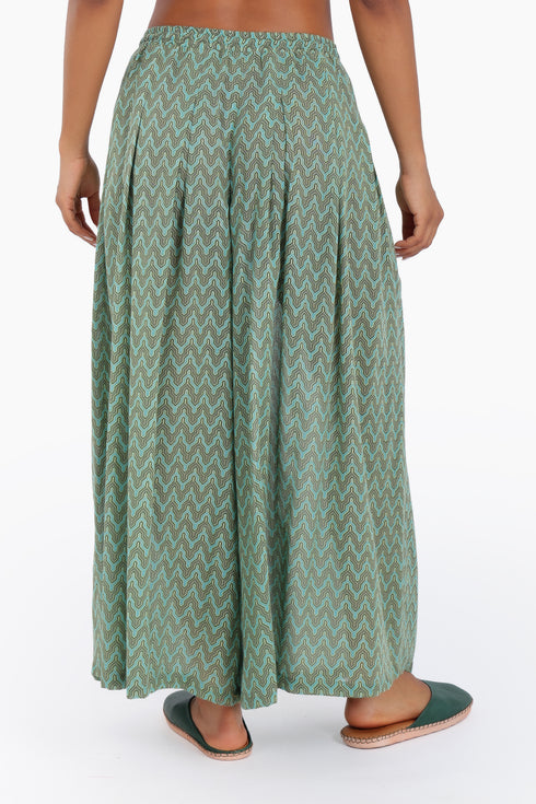Wide leg pants in printed cotton gauze with pockets